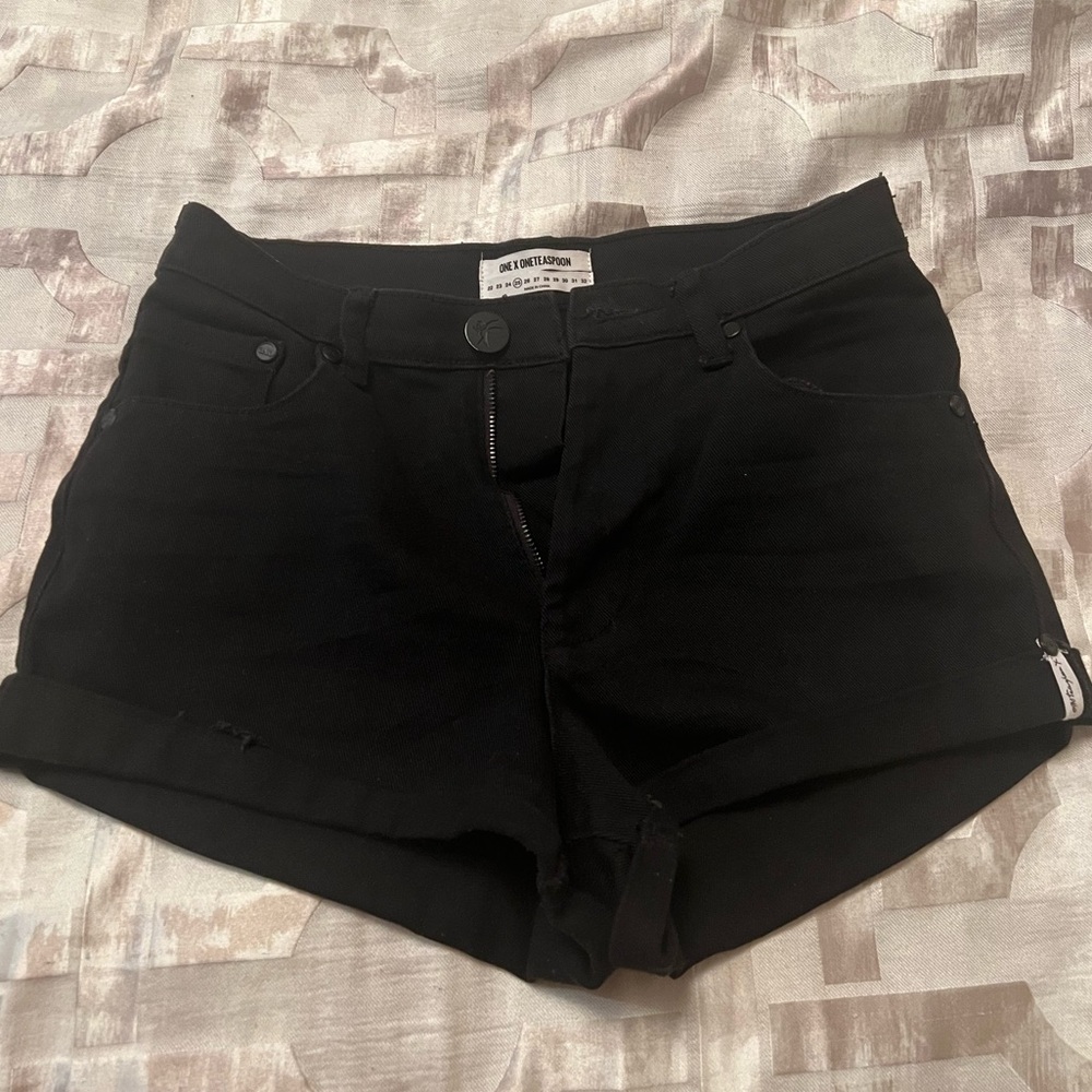 NEW One Teaspoon Harlets High Rise Shorts in Black NWOT
